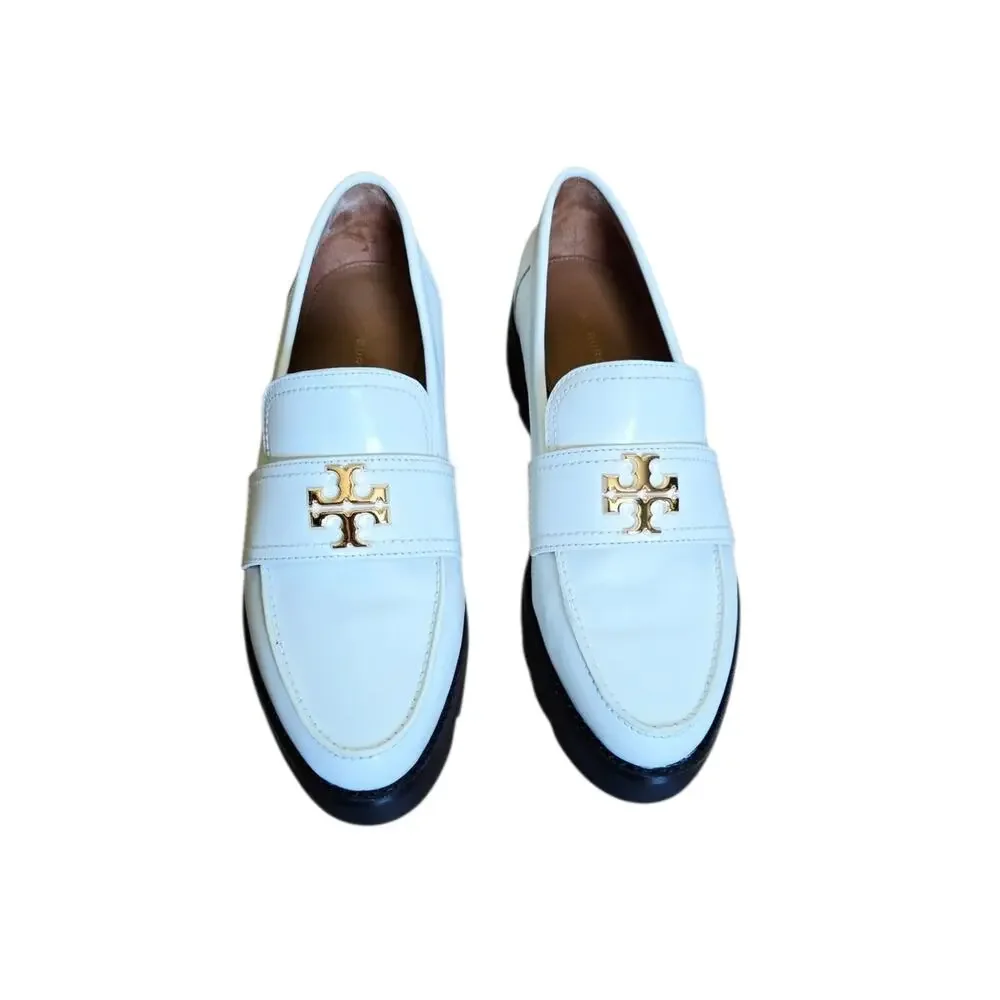 Tory Burch White Chunky Y2K 90s Style Platform‎ TT Monogram Loafers Size 7